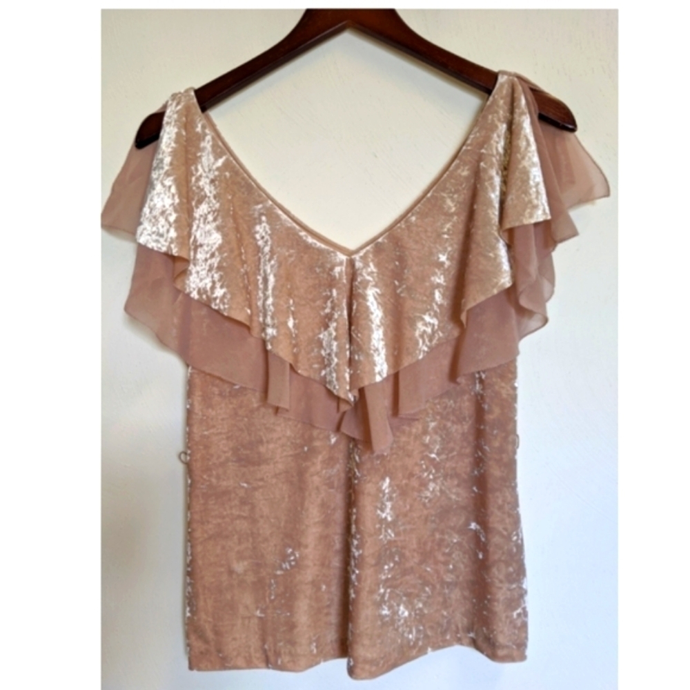 WHBM pink crush velvet sleeveless blouse top